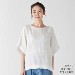 クレープガーゼ変形ドルマンブラウス