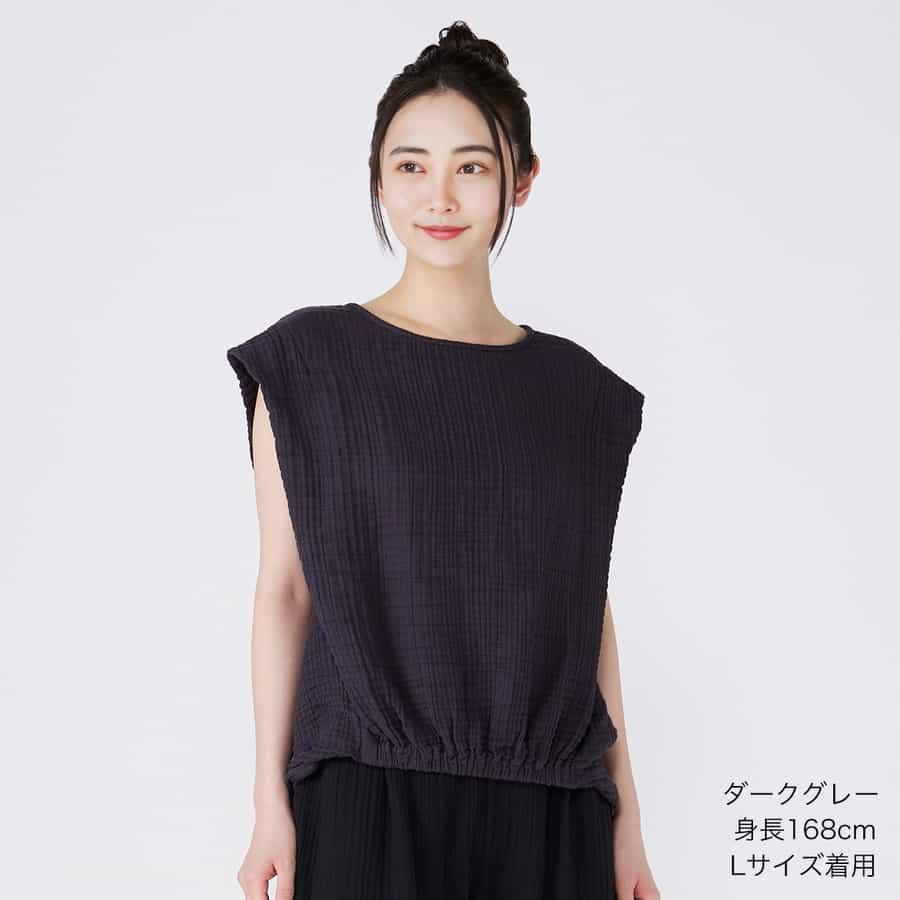 クレープガーゼレディスコクーンブラウス