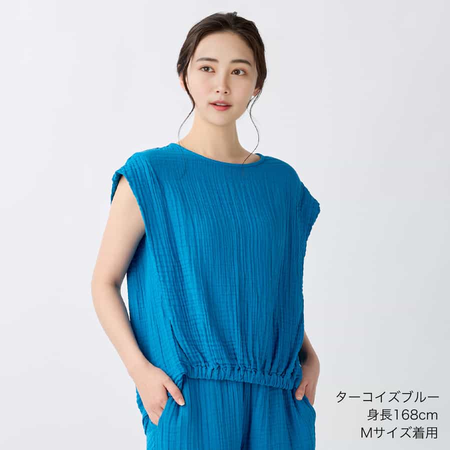 クレープガーゼレディスコクーンブラウス