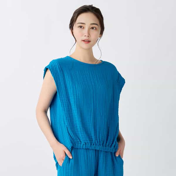 クレープガーゼレディスコクーンブラウス