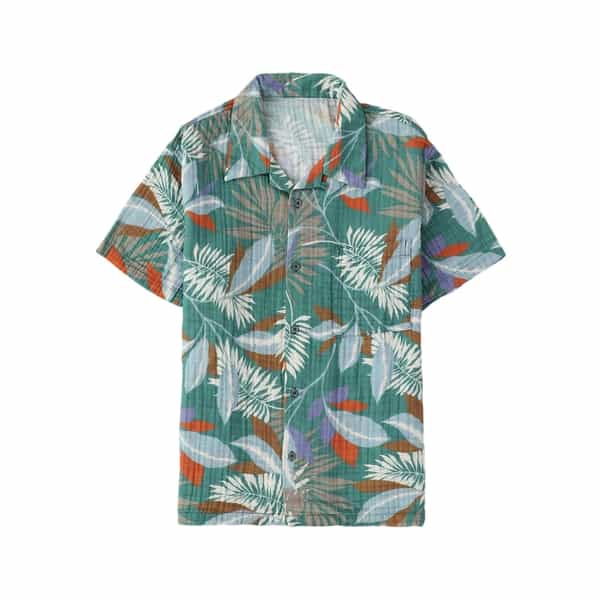 クレープガーゼ　メンズプリントアロハシャツ