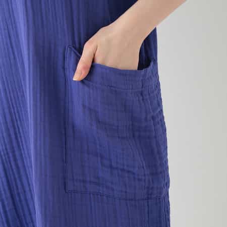 クレープガーゼ パッチポケットワンピース ブラック Lサイズ クレープガーゼ パッチポケットワンピース（RTS16883）-UCHINO