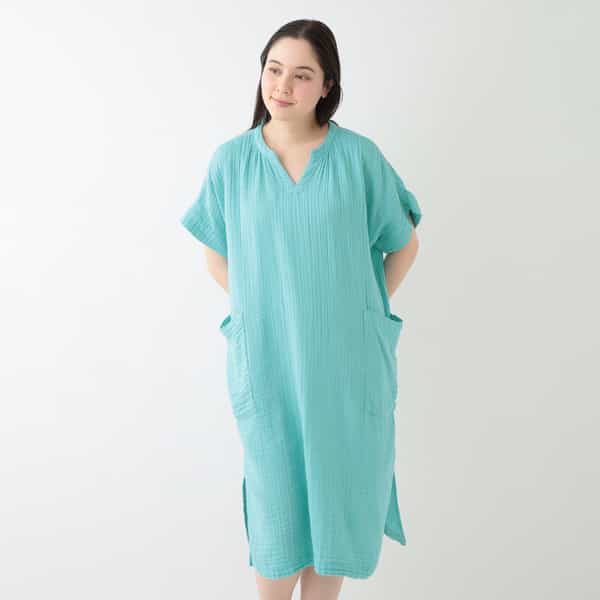 クレープガーゼ パッチポケットワンピース