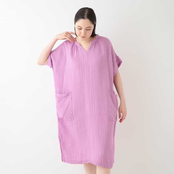 クレープガーゼ パッチポケットワンピース