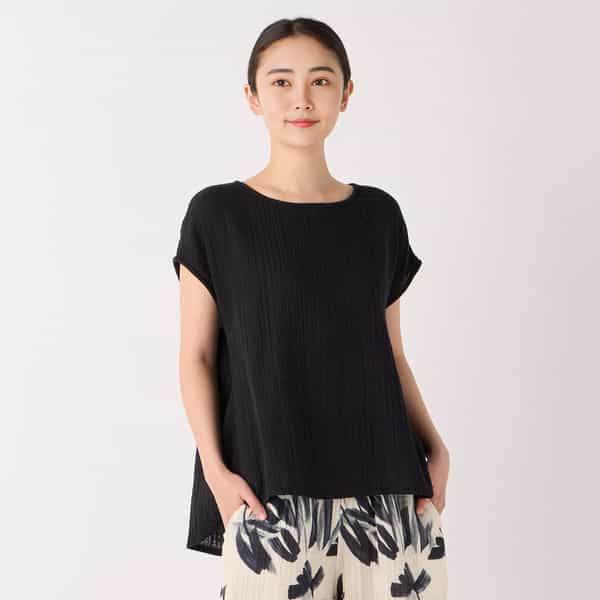 クレープガーゼフレンチスリーブプルオーバー