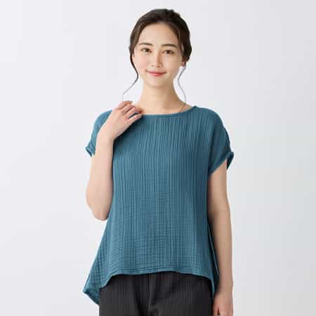 【2026年春夏新色追加】クレープガーゼフレンチスリーブプルオーバー