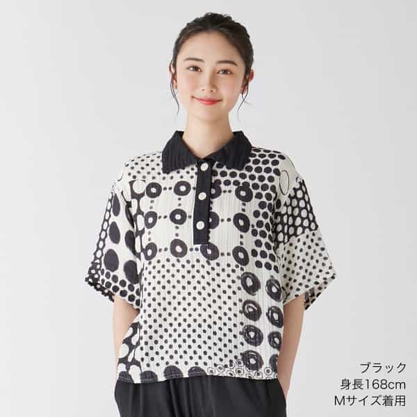 クレープガーゼドットブラウス(RTS19909)-UCHINO-women クレープガーゼドットブラウス(RTS19909)-UCHINO-women