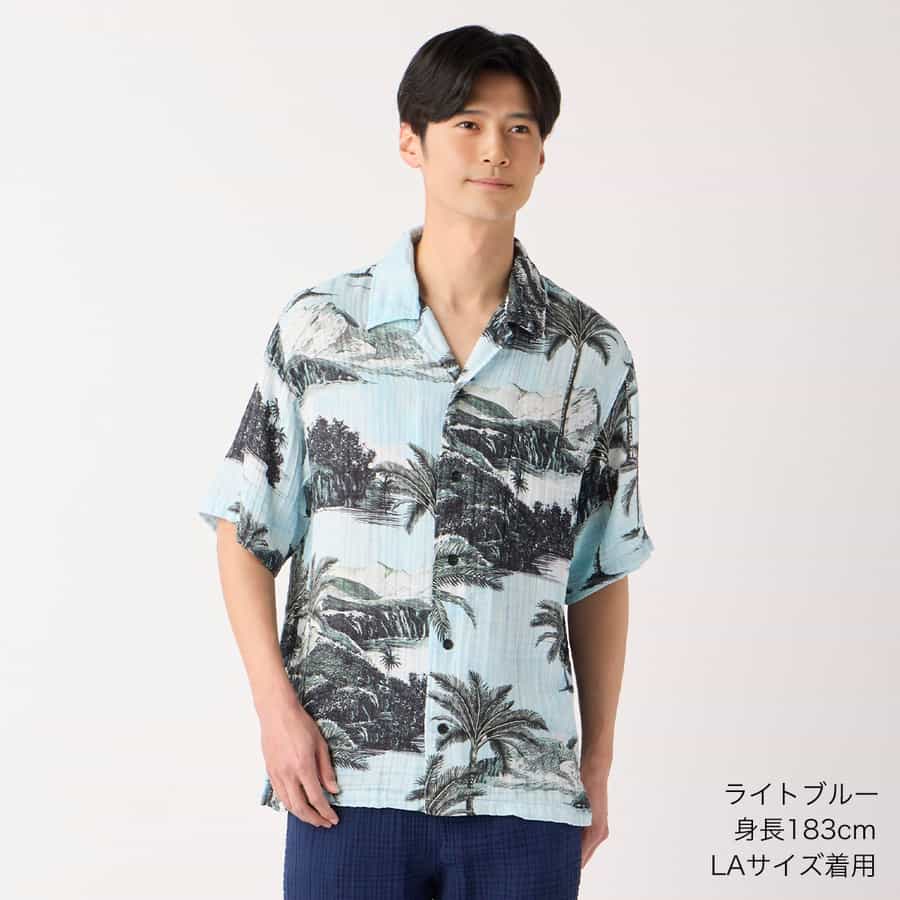 seya. グレー 半そでシルクシャツ シャツ風コットンプルオーバー(01_S 68_サックスグレー