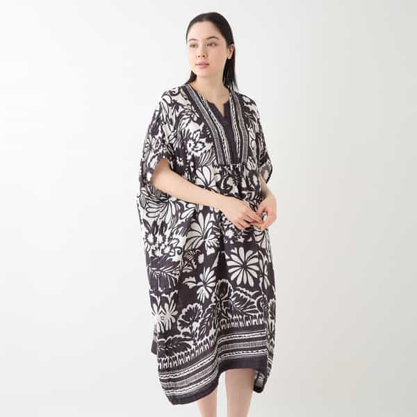 クレープガーゼ バティックカフタンワンピース