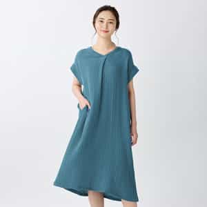 【2026年春夏新色追加】クレープガーゼフロントタックワンピース