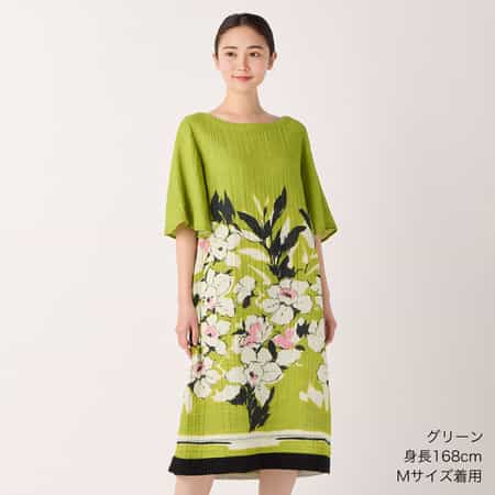 クレープガーゼアートフラワーワンピース（RTS35159）-UCHINO