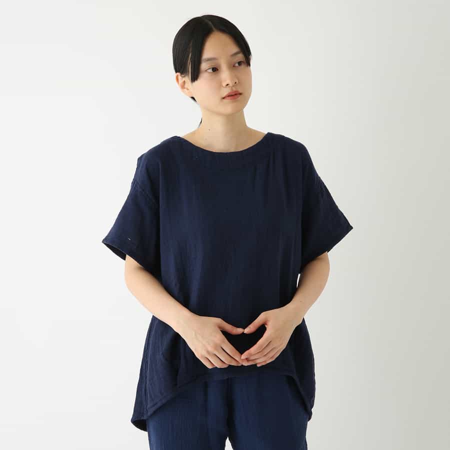 ヘリンボーンエアガーゼプルオーバー