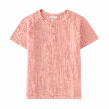 クレープガーゼメンズヘンリーネックＴシャツ