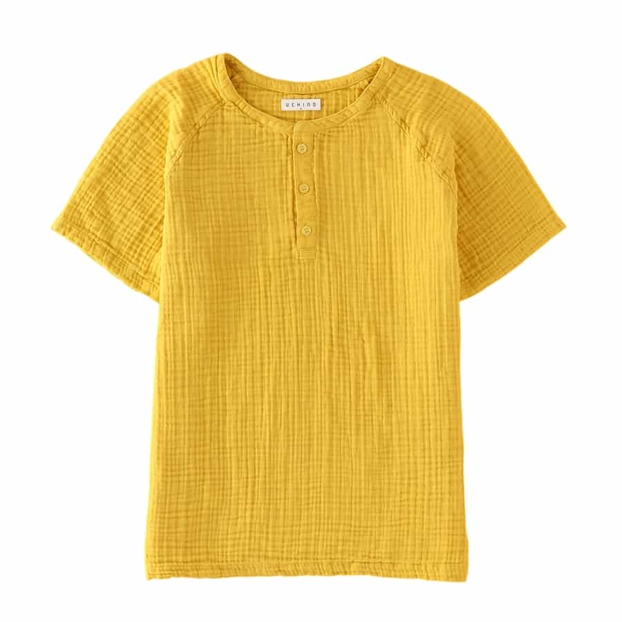 クレープガーゼメンズヘンリーネックTシャツ（RTS78494）-UCHINO-men