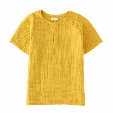 クレープガーゼメンズヘンリーネックＴシャツ