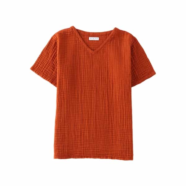 クレープガーゼ メンズ ＶネックＴシャツ