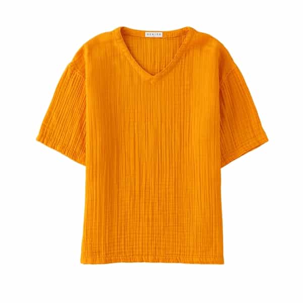 クレープガーゼ メンズ ＶネックＴシャツ