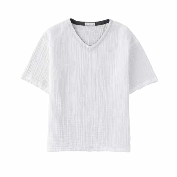 クレープガーゼ メンズ ＶネックＴシャツ