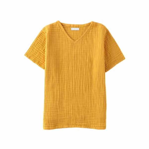 クレープガーゼ メンズ VネックTシャツ（RTS78636）-UCHINO