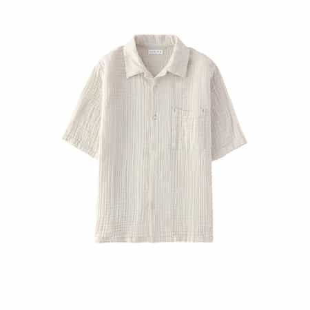 クレープガーゼ メンズ 開襟シャツ