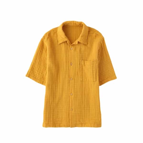 クレープガーゼ メンズ 開襟シャツ