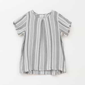 クレープガーゼ　ランダムストライプ レディスプルオーバー