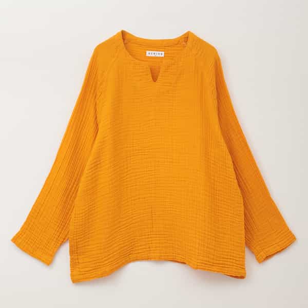 クレープガーゼ メンズキーネック長袖Ｔシャツ