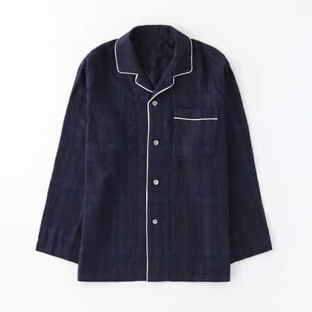 マシュマロガーゼ シースルーチェックメンズパジャマシャツ 上下別売