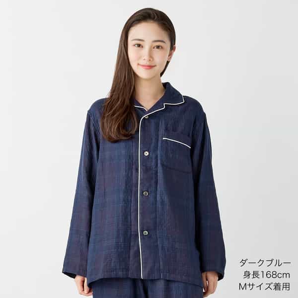 マシュマロガーゼシースルーチェックパジャマシャツ ユニセックス