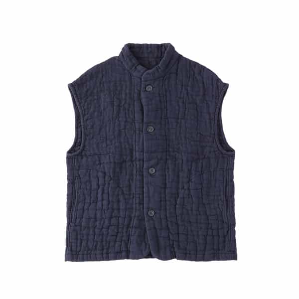 マシュマロワッフルガーゼスタンドカラーベスト ユニセックス