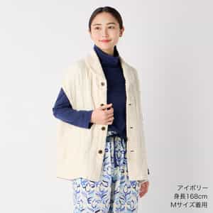 マシュマロワッフルガーゼショールカラーベスト ユニセックス