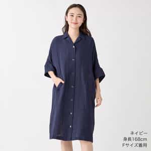 クレープガーゼオープンカラーワンピース