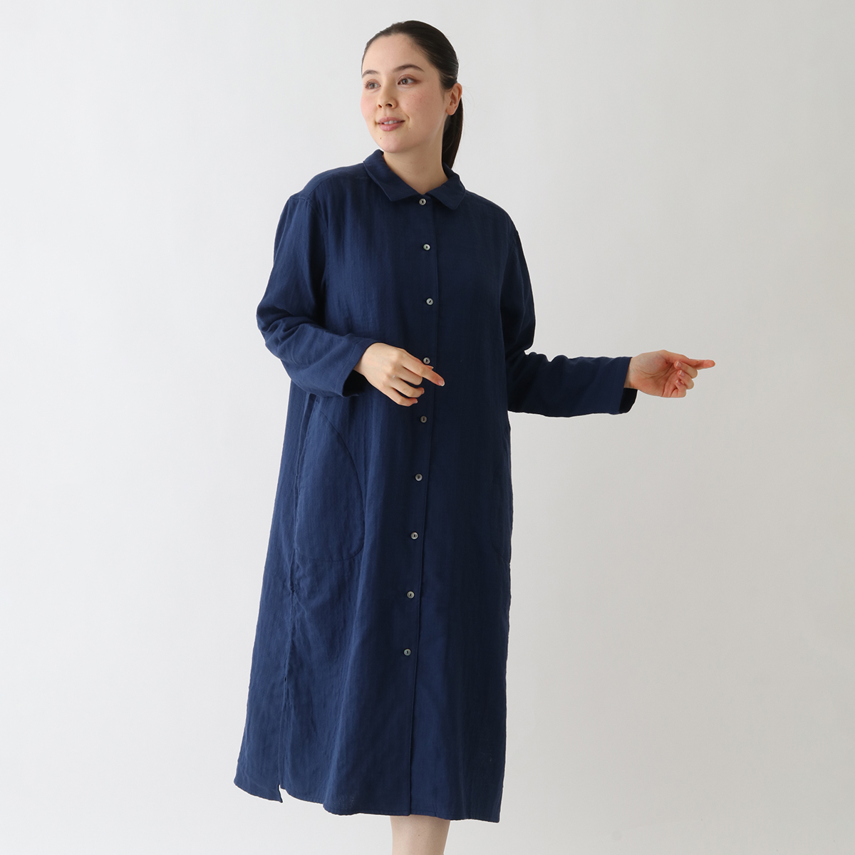 マシュマロガーゼ レディスシャツワンピース（RWF26134）-UCHINO-women（ウィメンズ）-UCHINO Online Shop