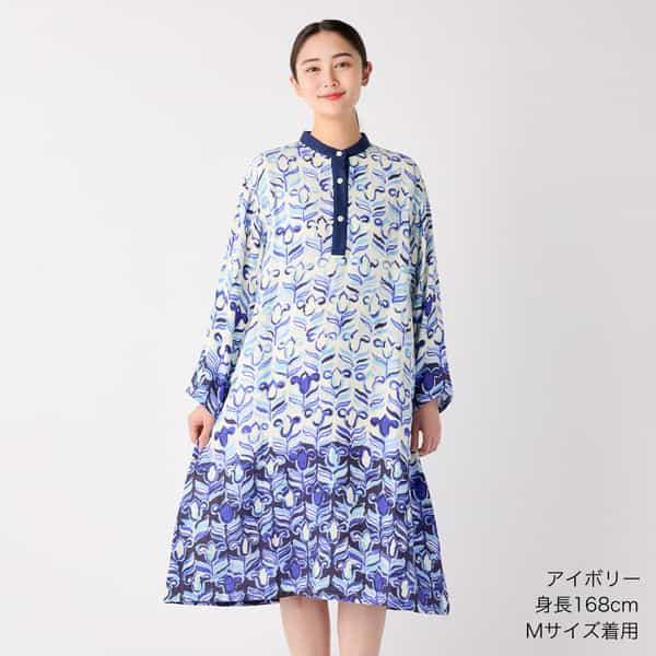 マシュマロガーゼバイカラーフラワーワンピース