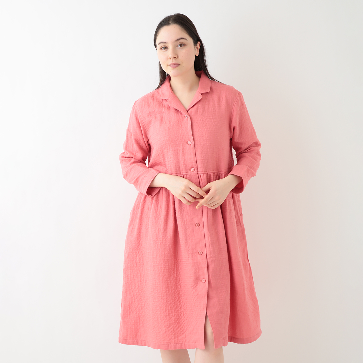 マシュマロガーゼ 前あき開襟ワンピース（RWS18872）-UCHINO-women（ウィメンズ）-UCHINO Online Shop