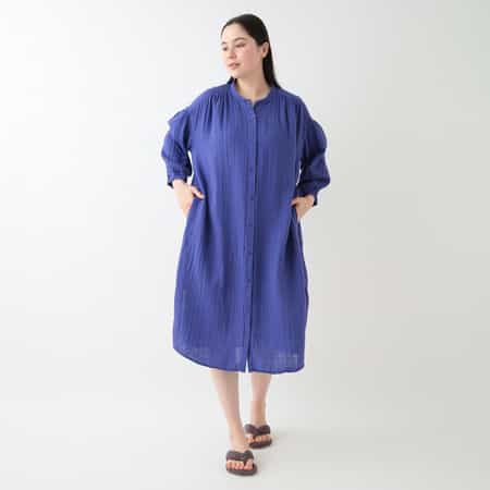 クレープガーゼ 前あきギャザーワンピース（RWS18883）-UCHINO-women（ウィメンズ）-UCHINO Online Shop