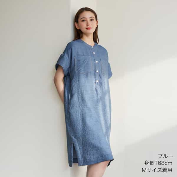 マシュマロデニムガーゼ レディスプルオーバーワンピース