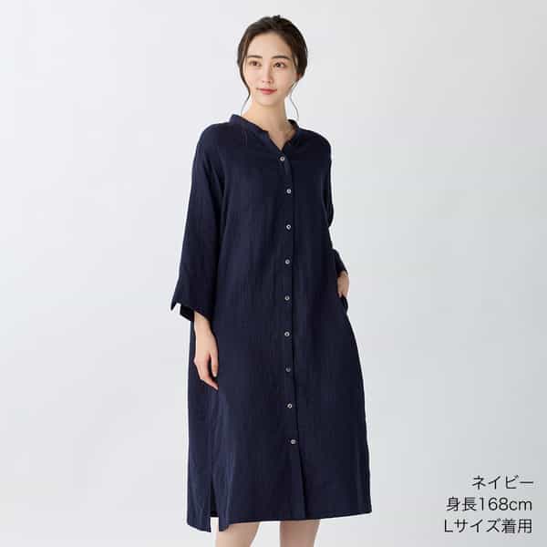 マシュマロガーゼスタンドカラーレディスワンピース