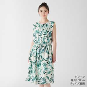クレープガーゼパームリーフワンピース（RWS29911）-UCHINO