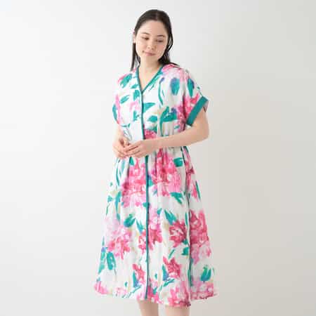 マシュマロガーゼ レッドフラワーワンピース