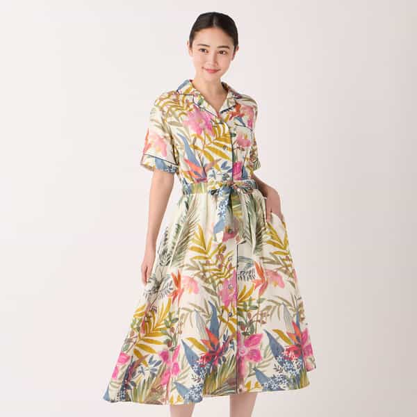 マシュマロガーゼリゾートフラワーワンピース