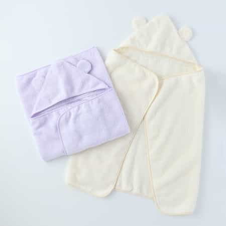 マシュマロパイルフード付きバスタオル