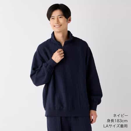 【値下げ】マシュマロワッフルガーゼライトハーフジップ ユニセックス