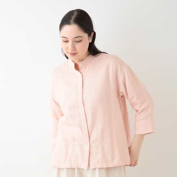 マシュマロガーゼ スタンドカラーブラウス