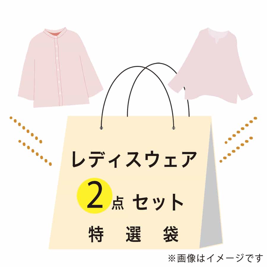 【期間限定値下げ中】特選袋レディースウェアセット（Mサイズ）：Tシャツ（ライトグリーン ×1点）・ブラウス（ヴァイオレット ×1点）