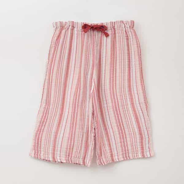 訳あり＞クレープガーゼ ランダムストライプ レディスハーフパンツ（WK_RBS95393）-UCHINO-women（ウィメンズ）-UCHINO  Online Shop