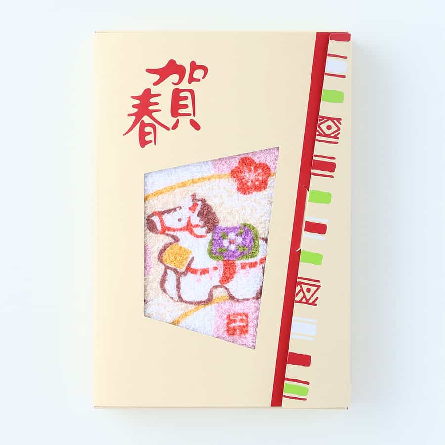 お年賀タオル 万福うま 浴用タオル