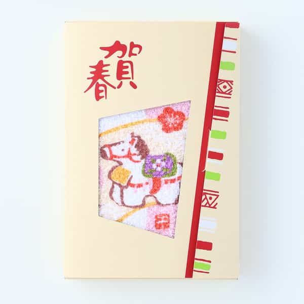 お年賀タオル 万福うま 浴用タオル